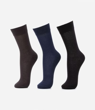 Kit 03 Medias Caña Larga en Algodón con Textura Acanalada 1