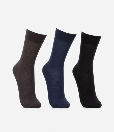 Kit 03 Medias Caña Larga en Algodón con Textura Acanalada 2