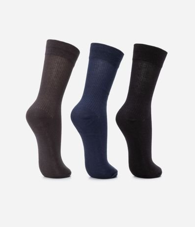 Kit 03 Medias Caña Larga en Algodón con Textura Acanalada 3