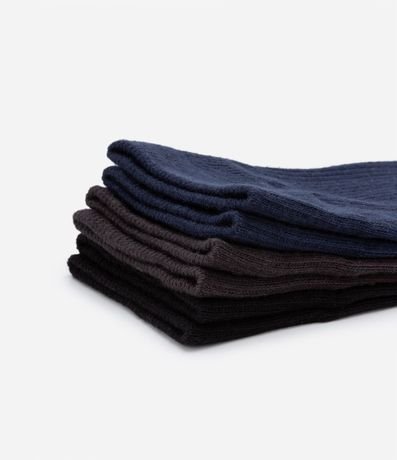 Kit 03 Medias Caña Larga en Algodón con Textura Acanalada 4