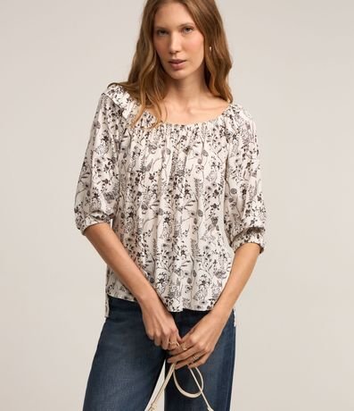 Blusa Hombro a Hombro en Viscolino con Estampa Floral