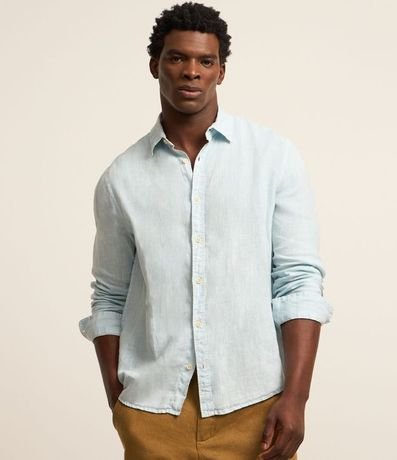 Camisa Comfort en Lino y Cuello con Solapa