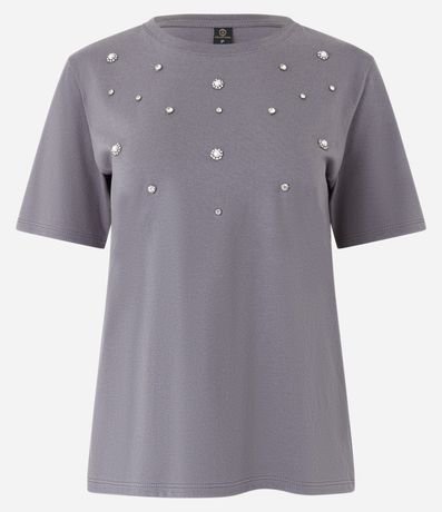 Blusa en Algodón con Aplicación de Strass Delantero 5