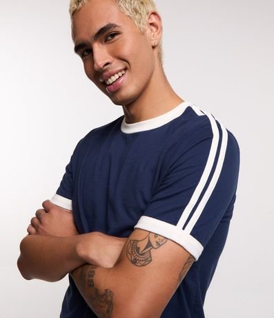 Remera Regular en Algodón con Rayas en los Hombros 4