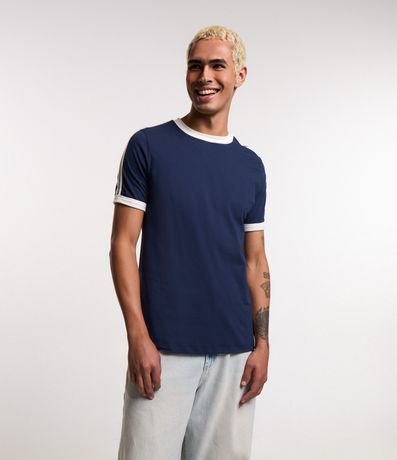 Remera Regular en Algodón con Rayas en los Hombros 5