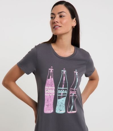 Camisón Corto en Algodón con Estampa Botellas de Soda 3