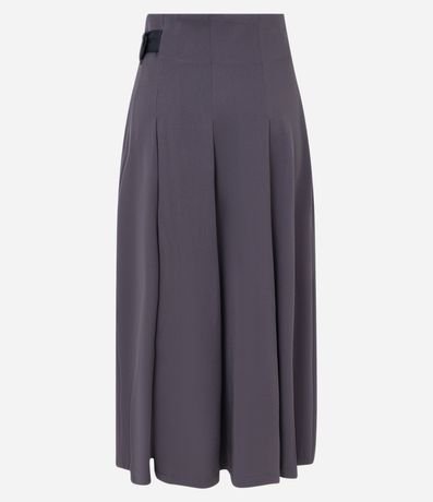 Pollera Midi Evasê Sastrería con Cinturón y Pliegues 6