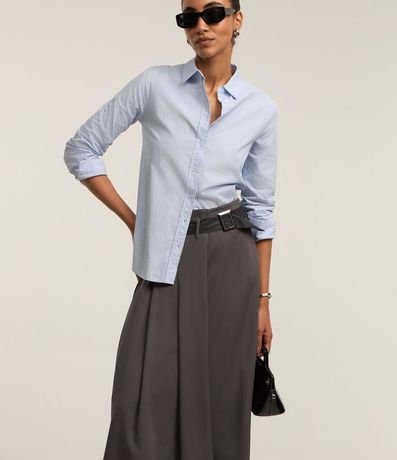 Pollera Midi Evasê Sastrería con Cinturón y Pliegues 2