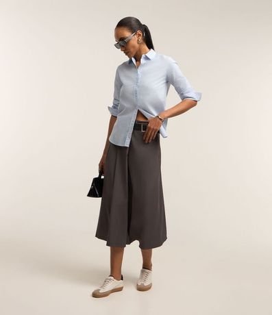 Pollera Midi Evasê Sastrería con Cinturón y Pliegues 3