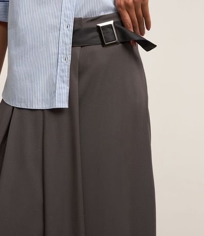 Pollera Midi Evasê Sastrería con Cinturón y Pliegues 4