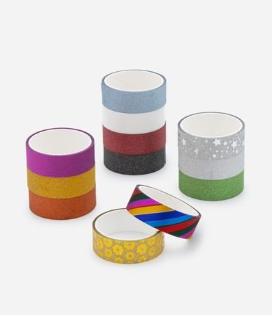 Kit 12 Adhesivos de Papel Coloridos y con Purpurina