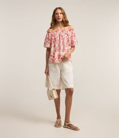 Blusa Hombro a Hombro en Viscosa con Estampa Floral 2