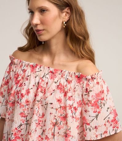 Blusa Hombro a Hombro en Viscosa con Estampa Floral 4