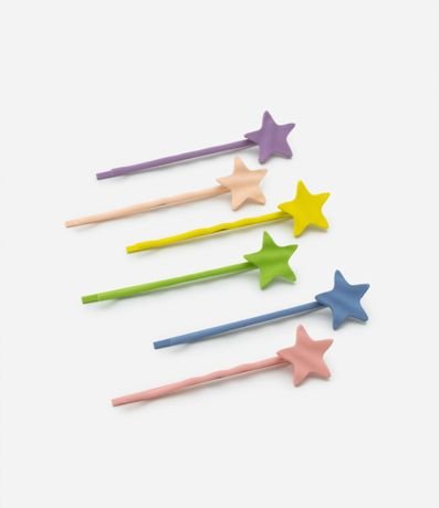Kit 06 Pinzas para el Pelo Infantil en Forma de Estrellas - Talle U