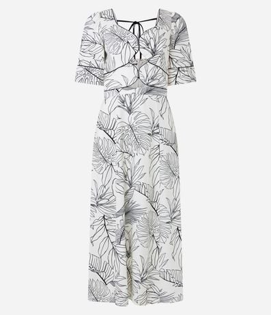 Vestido Midi en Viscolino con Estampa Follajes 11