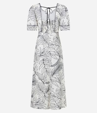 Vestido Midi en Viscolino con Estampa Follajes 13