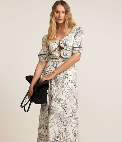 Vestido Midi en Viscolino con Estampa Follajes 2