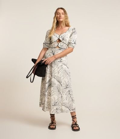 Vestido Midi en Viscolino con Estampa Follajes 2