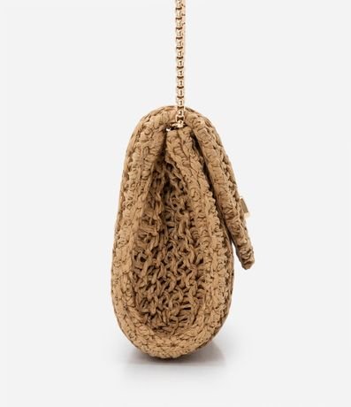 Cartera Transversal Pequena en Ráfia con Locker de Metal y Asa de Cadena 3