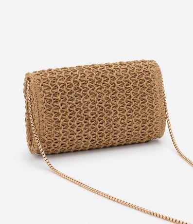 Cartera Transversal Pequena en Ráfia con Locker de Metal y Asa de Cadena 4