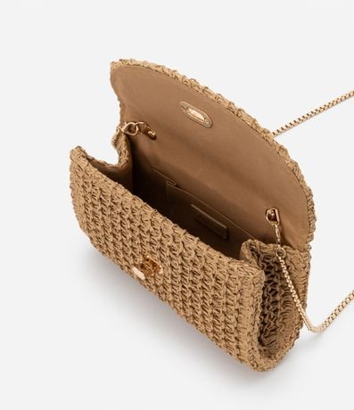 Cartera Transversal Pequena en Ráfia con Locker de Metal y Asa de Cadena 5
