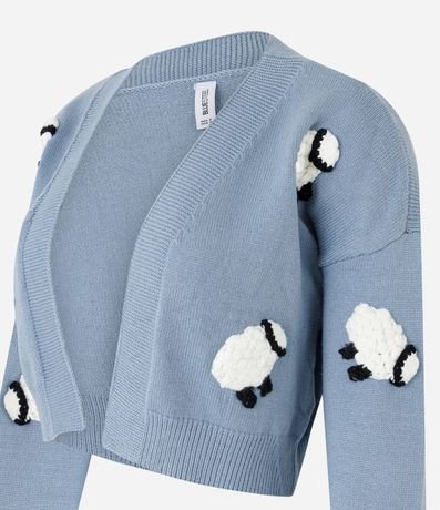 Cardigan Corto de Punto con Bordado de Ovejas 5