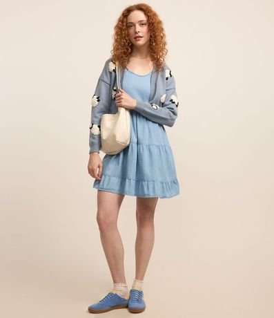 Cardigan Corto de Punto con Bordado de Ovejas 2