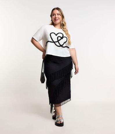 Pollera Midi en Tul de Lunares con Volados y Puntas Curve & Plus Size