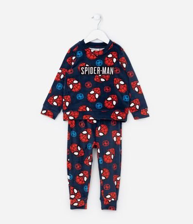 Pijama Largo Infantil en Fleece Estampado Spider-Man - Talle 2 a 10 años