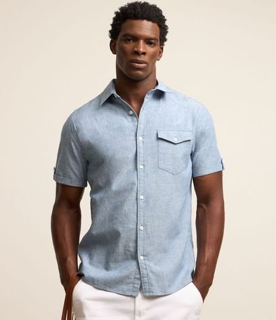 Camisa Manga Corta en Lino con Bolsillo 1