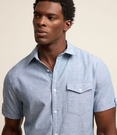 Camisa Manga Corta en Lino con Bolsillo 3