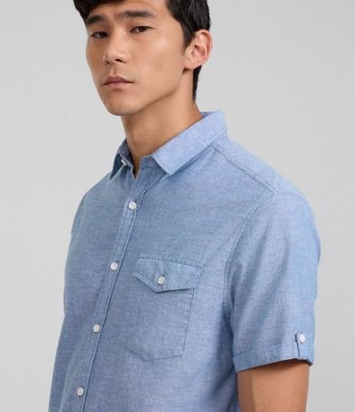 Camisa Manga Corta en Lino con Bolsillo 4