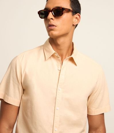 Camisa Comfort Básica en Lino con Manga Corta 4