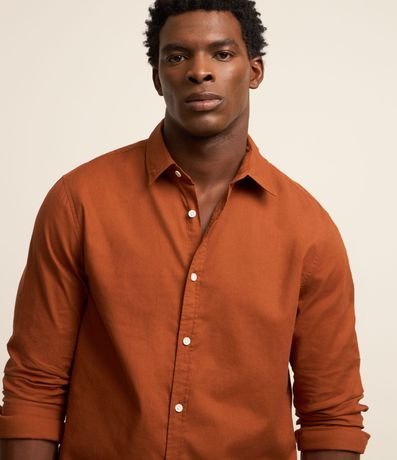 Camisa Comfort Básica en Lino Manga Larga 5