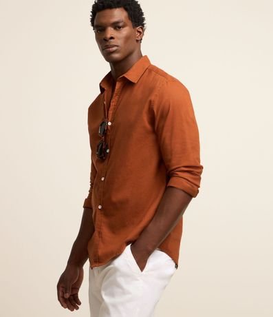 Camisa Comfort Básica en Lino Manga Larga 7