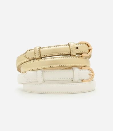 Kit 02 Cintos Finos con Hebillas Arredondadas