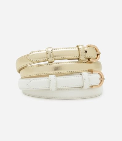 Kit 02 Cintos Finos con Hebillas Arredondadas 2