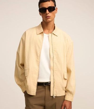 Campera en Ana Ruga con Textura y Elástico en la Cintura y Mangas