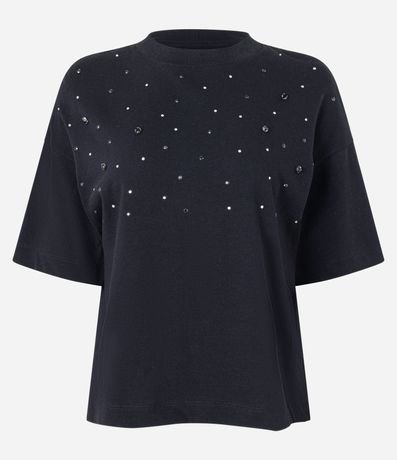 Blusa Oversized en Algodón con Pedrarias de Strass 5