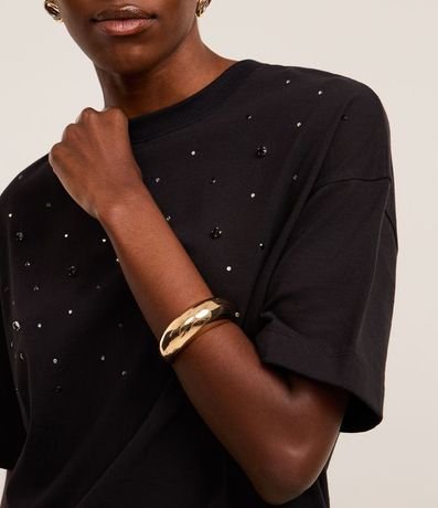 Blusa Oversized en Algodón con Pedrarias de Strass 3
