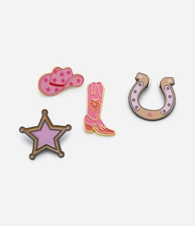 Kit 04 Pins Broches de Cowgirl