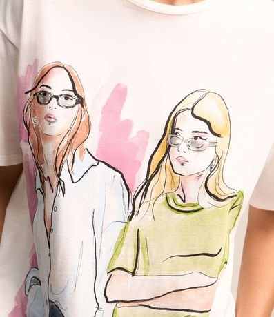 Remera en Algodón con Estampa Figuras Femeninas de Colores 3