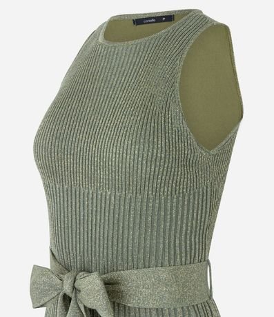 Vestido Midi de Punto con Lazo y Detalle Hilo Metalizado 8