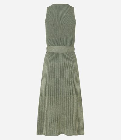 Vestido Midi de Punto con Lazo y Detalle Hilo Metalizado 9
