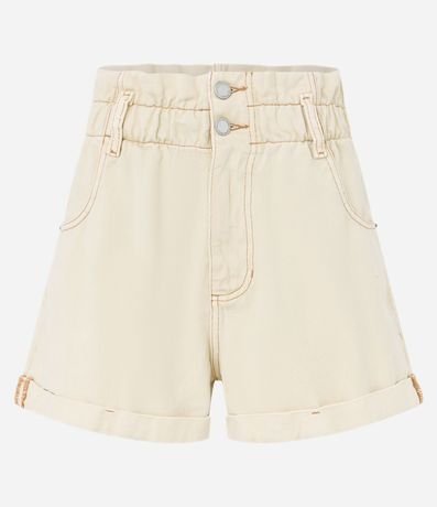 Short Baggy Tiro Alto en Sarga con Cintura Elástica 5