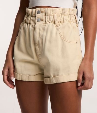 Short Baggy Tiro Alto en Sarga con Cintura Elástica 2