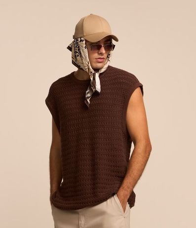 Musculosa Boxy de Punto con Cuello Redondo