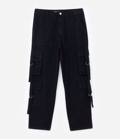 Pantalón Recto Loose en Sarga con Hebillas y Bolsillos Cargo 7