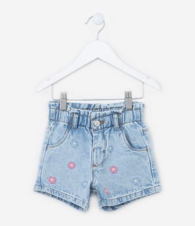 Short Clochard Infantil en Jeans con Bordado Floral - Talle 1 a 5 años