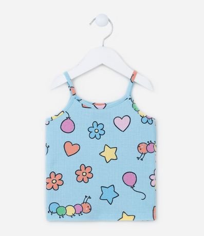 Musculosa Infantil Acanalada con Estampado de Dibujo - Talle  1 a 5 años 2